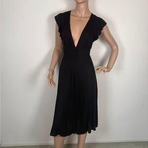 Elegant Black Women's ruffle sleeve Dress